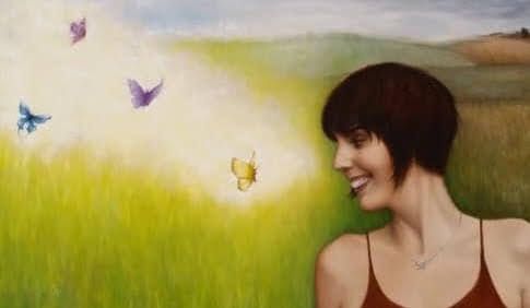 This image depicts the day  my  twin   was called  to  Heaven,  with  butterflies as her  guide